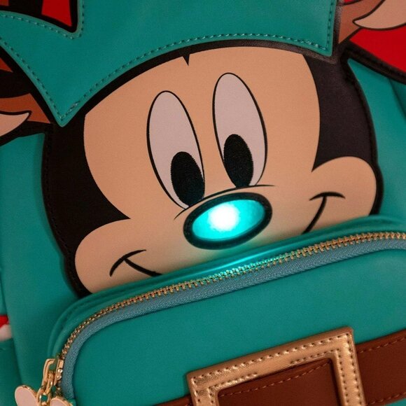 Loungefly Disney Light Up Mickey Mouse Reindeer Cosplay Mini Backpack NWT - Picture 2 of 5